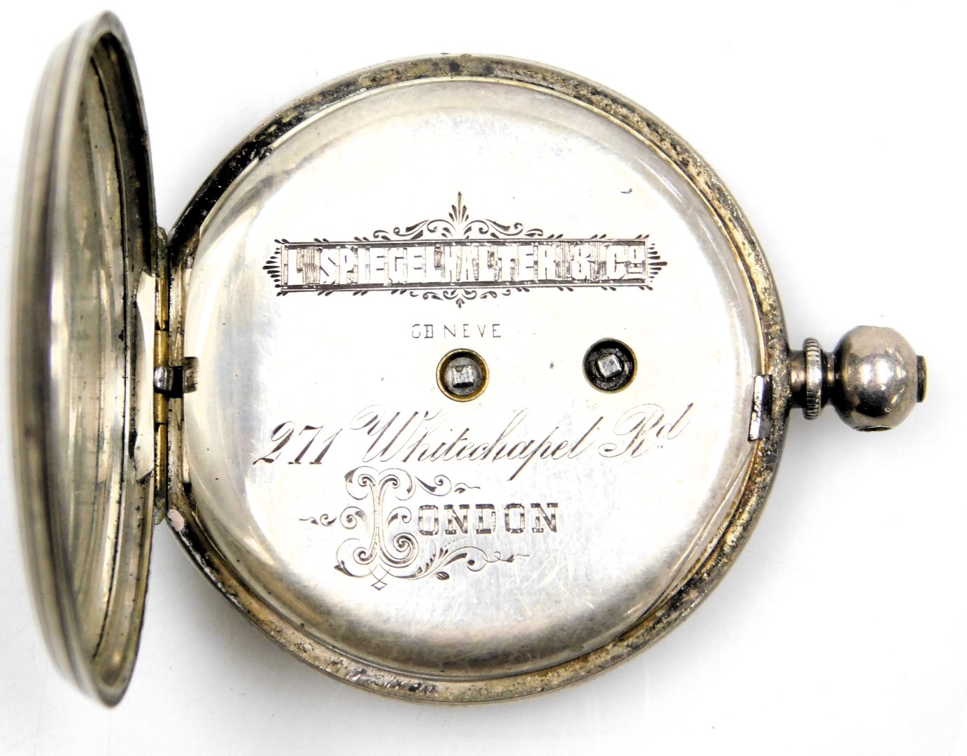 A Victorian gentleman's silver cased pocket watch, open faced, key wind, circular enamel dial bearin - Image 10 of 11