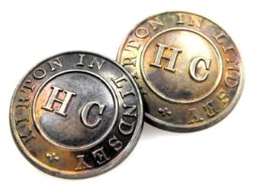 A pair of late 19thC Lincolnshire buttons, for the staff of the Kirton-in-Lindsey House of Correctio