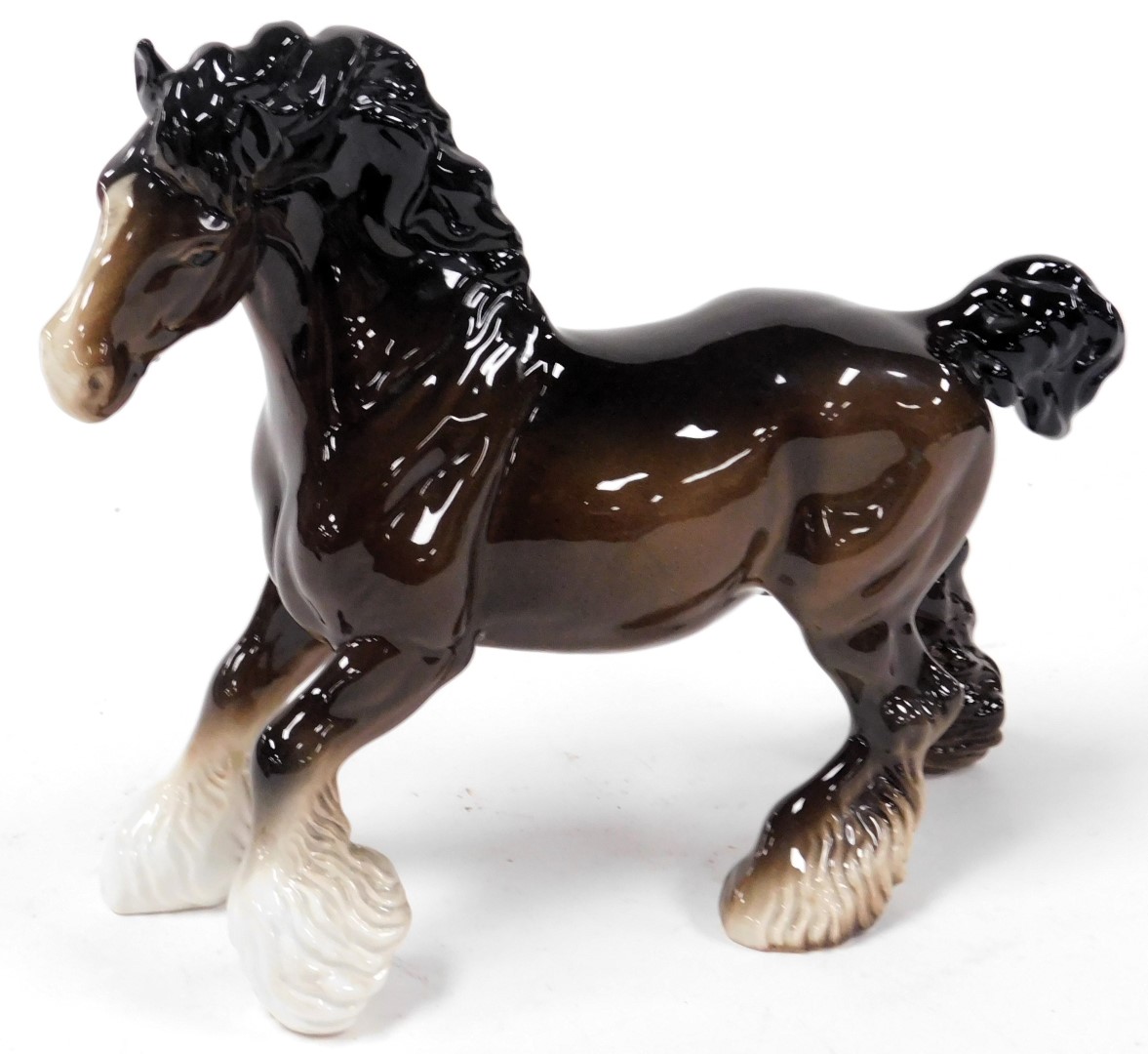 A Beswick pottery figure of a brown gloss cantering shire horse, together with a figure group, Black - Image 2 of 6