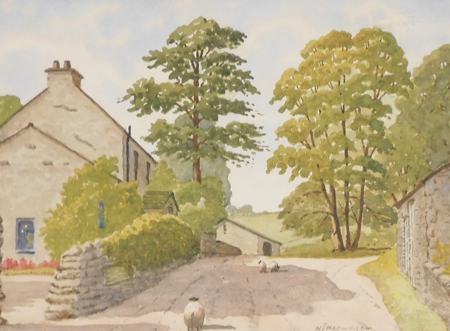 N J Hepworth (British, late 20thC) country landscape with sheep, watercolour, signed, dated '87, 26c - Image 2 of 5