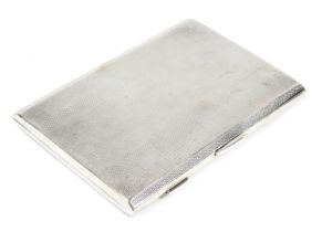 A George V silver cigarette case, with engine turned decoration, Birmingham 1921, 6.72oz.