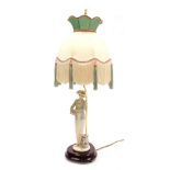 A late 20thC Florence figural table lamp, modelled by Giuseppe Armani, of a lady with a hat, serial