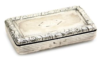 An early 19thC snuff box, of rectangular section, the lid with engine turned decoration, with vacant