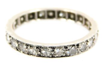 A diamond full eternity ring, in white metal, approximately 1ct, size L, 2.2g.