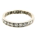 A diamond full eternity ring, in white metal, approximately 1ct, size L, 2.2g.