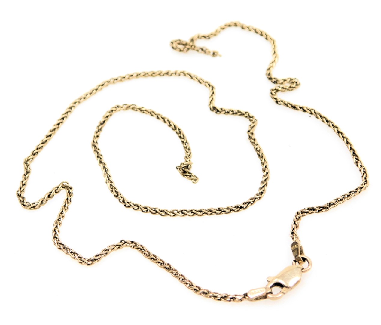 A 9ct gold neck chain, on a lobster claw clasp, 4.2g.