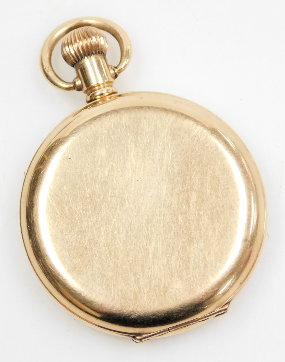 A gentleman's gold plated hunter pocket watch, keyless wind, circular enamel dial bearing Arabic num - Image 7 of 7