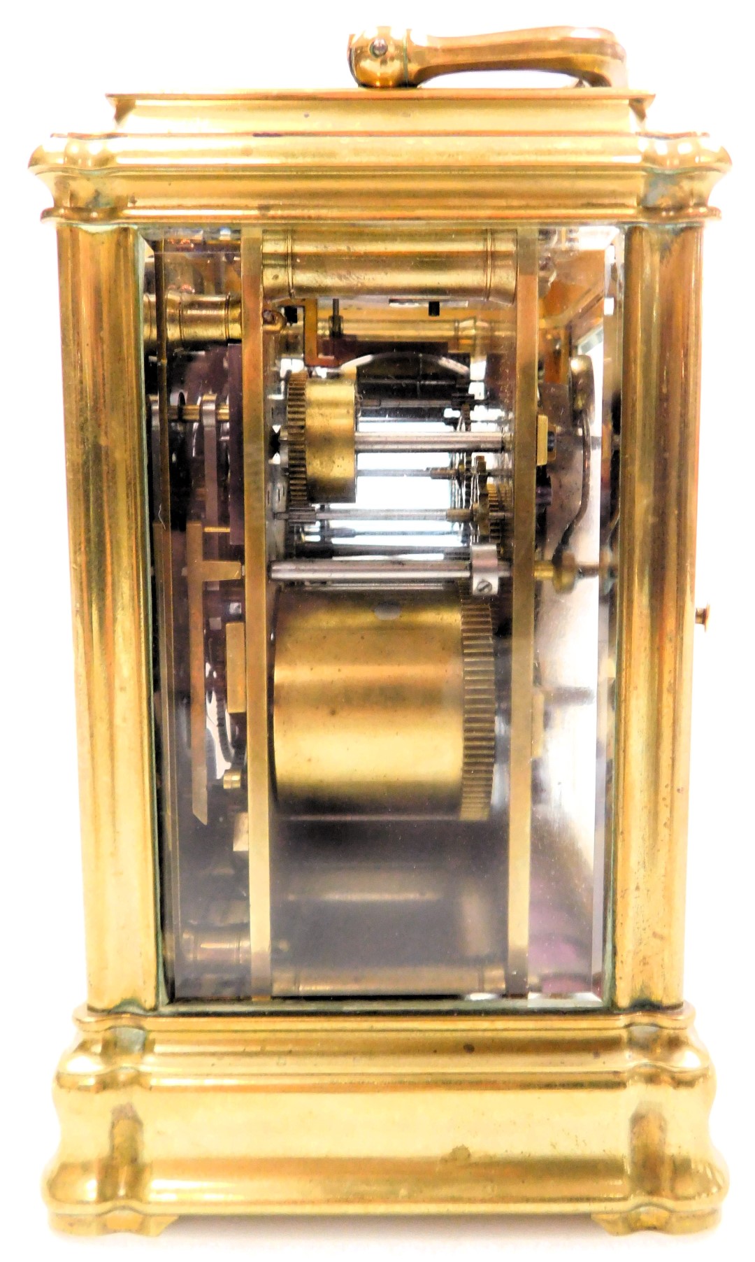 A late 19thC brass repeater carriage clock, by Webster of Cornhill, London, rectangular enamel dial - Image 6 of 6