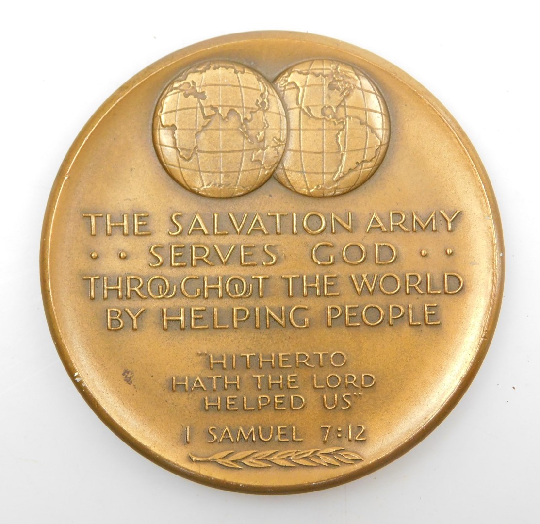 A bronze Salvation Army centennial commemorative medal, by the Medallic Art Co. NY, 1965. - Image 2 of 2