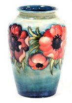 A Moorcroft pottery Anemone pattern vase, of shouldered tapering form, blue ground, painted and impr