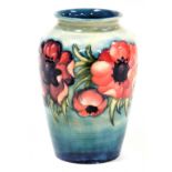 A Moorcroft pottery Anemone pattern vase, of shouldered tapering form, blue ground, painted and impr