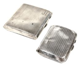 A George V silver cigarette case, with engine turned decoration, engraved finely with initials JI, B