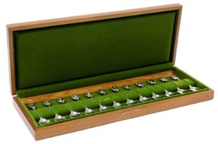 The Royal Horticultural Society flower spoons, set of twelve, cased, Sheffield 1973, 10.4oz.