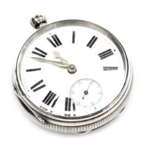 A Victorian silver cased gentleman's pocket watch, open faced, key wind, circular enamel dial bearin