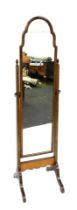 An early 20thC framed cheval mirror, 157.5cm high.