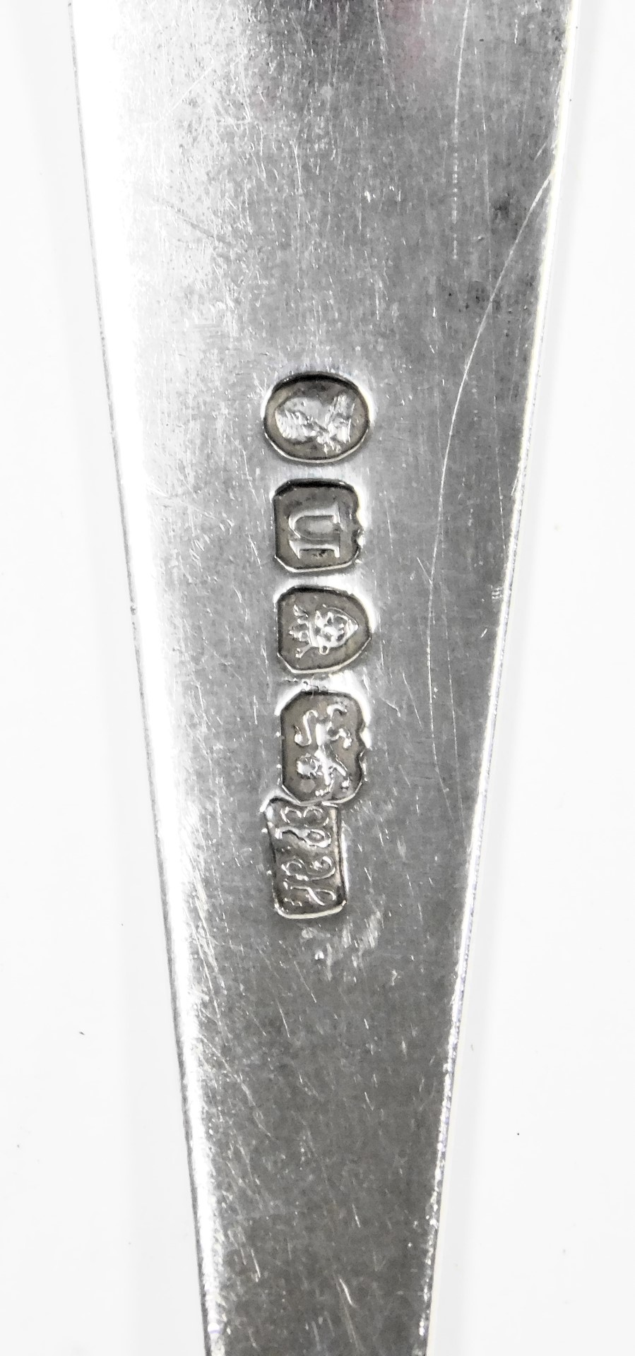 A pair of George III silver Old English pattern tablespoons, initial engraved, Hester Bateman, Londo - Image 3 of 3