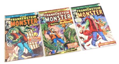 Marvel comics. Three editions of The Frankenstein Monster, issues 14, 15 and 16, (Bronze Age).