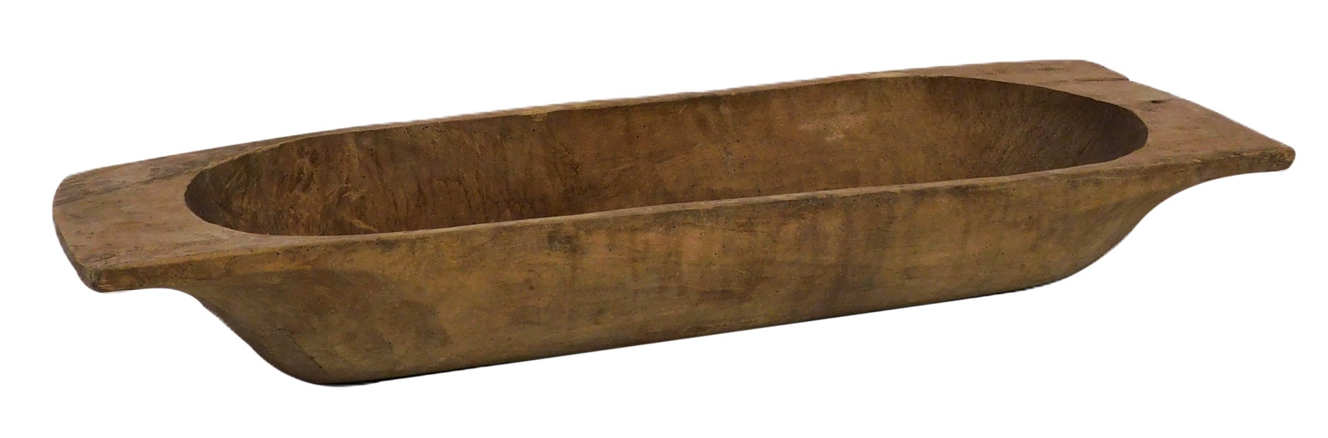 A 19thC wooden dough bowl, 113cm wide.