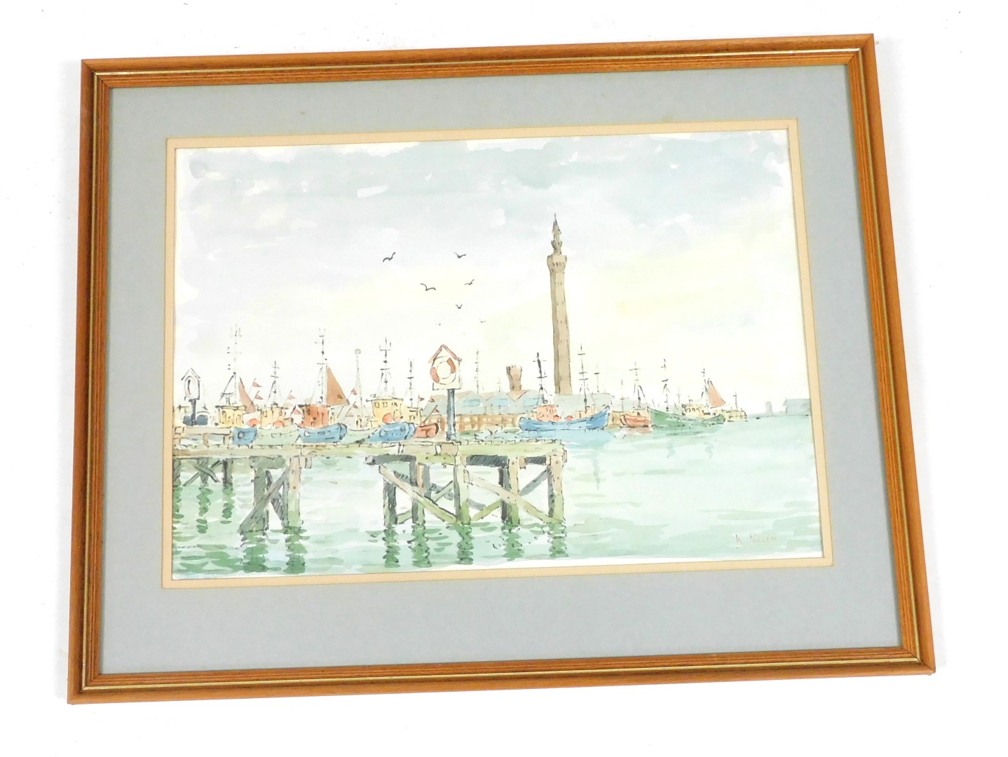 Ken Pullen (British, late 20thC) dock scene Grimsby, watercolour, signed, 28cm x 40.5cm. - Image 2 of 3