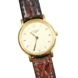 A Longines lady's gold plated Les Grande Classiques wristwatch, circular cream dial with Roman numer