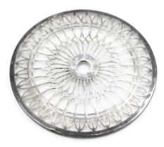 A George V cut glass and silver teapot stand, of circular form, with Gothic tracery decoration, Birm