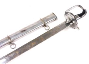 A replica British pattern 1796 heavy cavalry trooper's sword, with a leather grip, steel guard