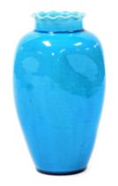 A late 19thC Burmantofts turquoise pottery vase, shape number 236, impressed marks, 14.5cm high.