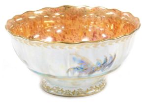 An early 20thC Wedgewood pottery butterfly lustre bowl, decorated externally with butterflies agains