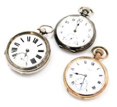 A Limit gold plated gentleman's pocket watch, open faced, keyless wind, a silver cased pocket watch,