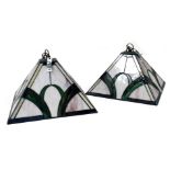 A pair of Tiffany style glass ceiling lights, 35cm wide.