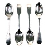 A set of four Georgian Scottish provincial silver teaspoons, monogram engraved, double anchor and tr