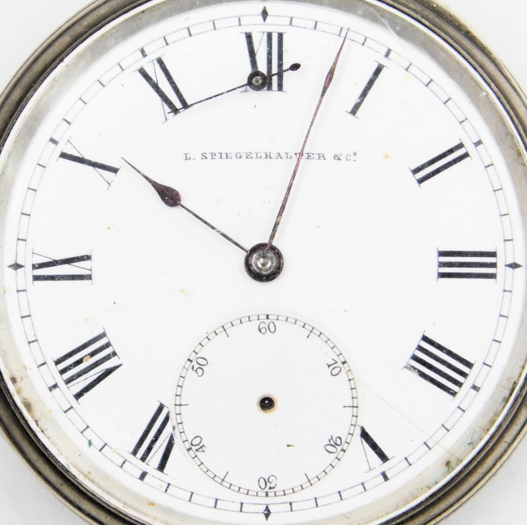 A Victorian gentleman's silver cased pocket watch, open faced, key wind, circular enamel dial bearin - Image 8 of 11