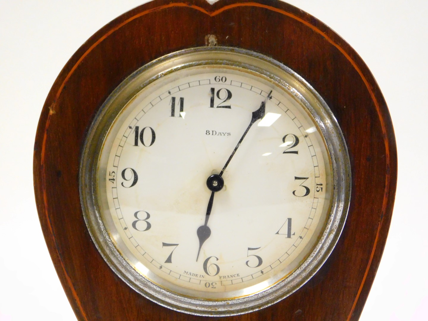 A late 19thC French art nouveau mahogany balloon cased mantel clock, circular dial bearing Arabic nu - Image 2 of 3
