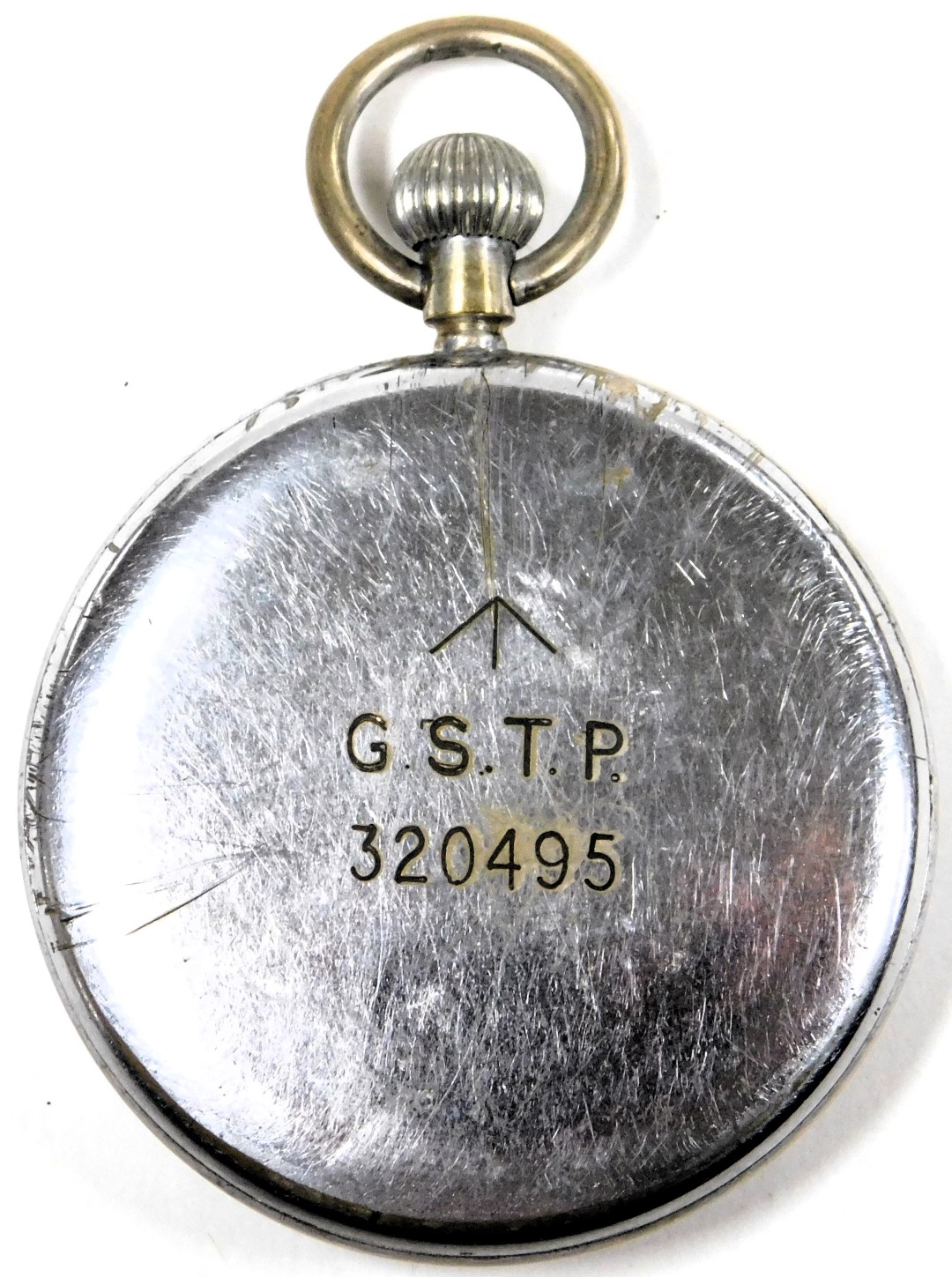 An early 20thC Jaeger-le-Coutre stainless steel cased military pocket watch, open cased, keyless win - Image 3 of 3