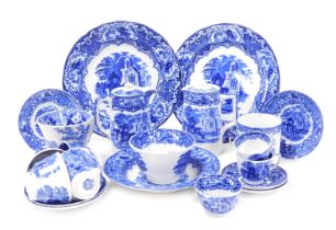 A group of early 20thC George Jones blue and white Abbey pattern wares, including covered hot water