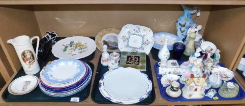 Decorative china and effects, to include three Dresden monkey band figures (AF), a Dresden pin tray,