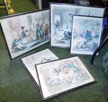 A group of prints depicting 18thC satirical scenes, to include Bandelues, The Morning After Marriage