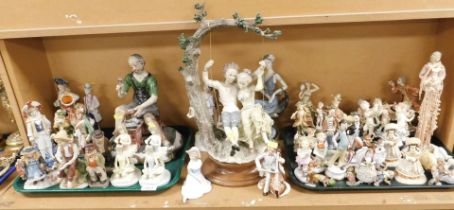 Various figures, to include a Capodimonte style figure of a cobbler, 37cm high, clown figures, cheru