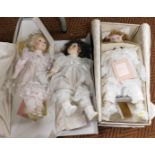 Two Franklin Heirloom dolls, both boxed, 5cm high, further Heirloom doll Alexandra, with certificate