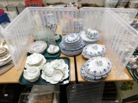 A Victorian part tea service, decorated with green flowers against a white ground with gilt border,