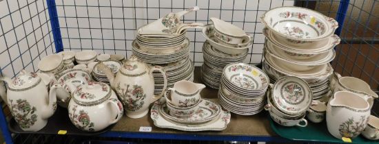 An extensive Johnson Brothers Indian Tree pattern dinner service, containing coffee pot, teapot, tea