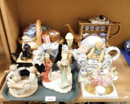 Four Ringtons novelty teapots, together with angel candle holders, etc.