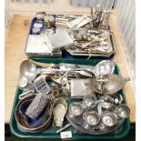 Various silver plated wares, to include cigar boxes, ladle, wine coaster, hot chocolate pot, table l