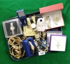 Costume jewellery, to include Sekonda watches, Solar watch in case, gold plated bangles, earrings, n