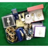 Costume jewellery, to include Sekonda watches, Solar watch in case, gold plated bangles, earrings, n