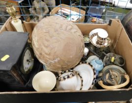 Assorted ceramics, to include studio ware teapot with lid, a Belgian slate mantel clock, Susie Coope