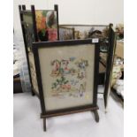 A fire screen, fire guard, and another two fold fire screen with decoupage to back, the tallest, 78c