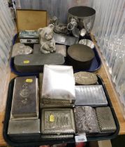 Silver plated wares, including cigarette boxes, trinket boxes, wine cooler.