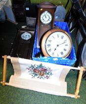 Various wall and mantel clocks, to include a Knight Gibbins London mahogany cased balloon mantel clo