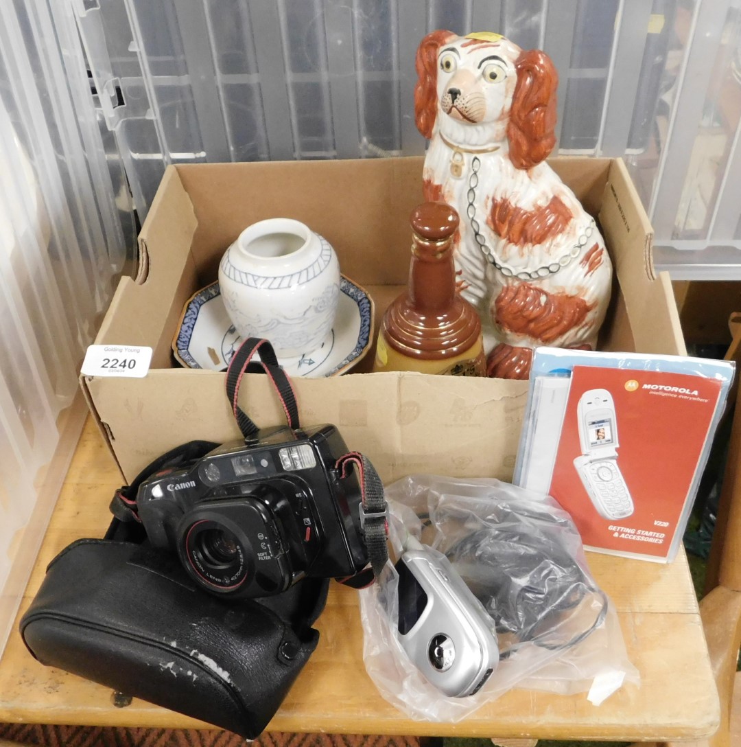 Ceramics and miscellaneous items, to include small Bell's Old Scotch whisky bottle, empty, Staffords